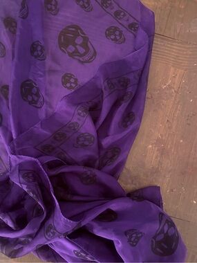 Alexander McQueen Purple Sheer Skull Scarf